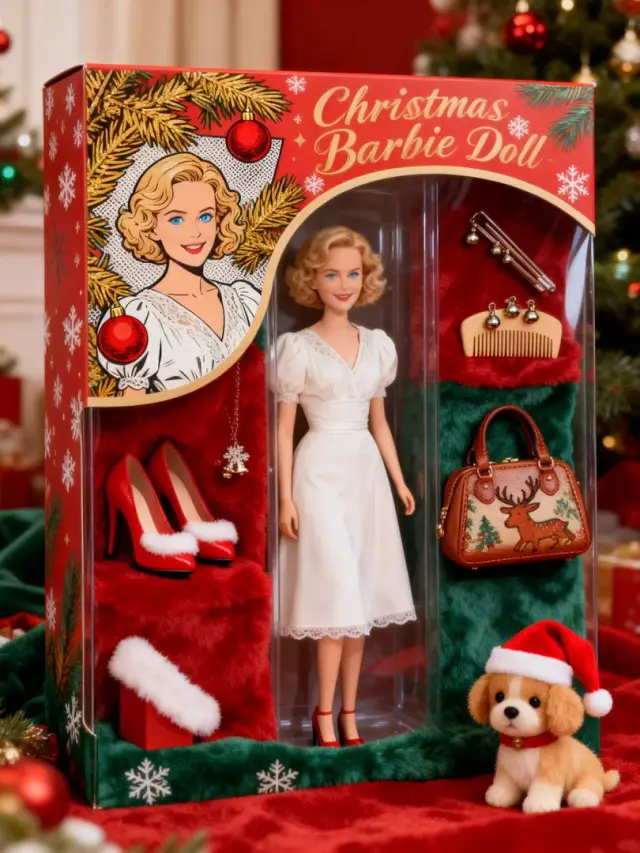 Vintage doll in festive collectible packaging